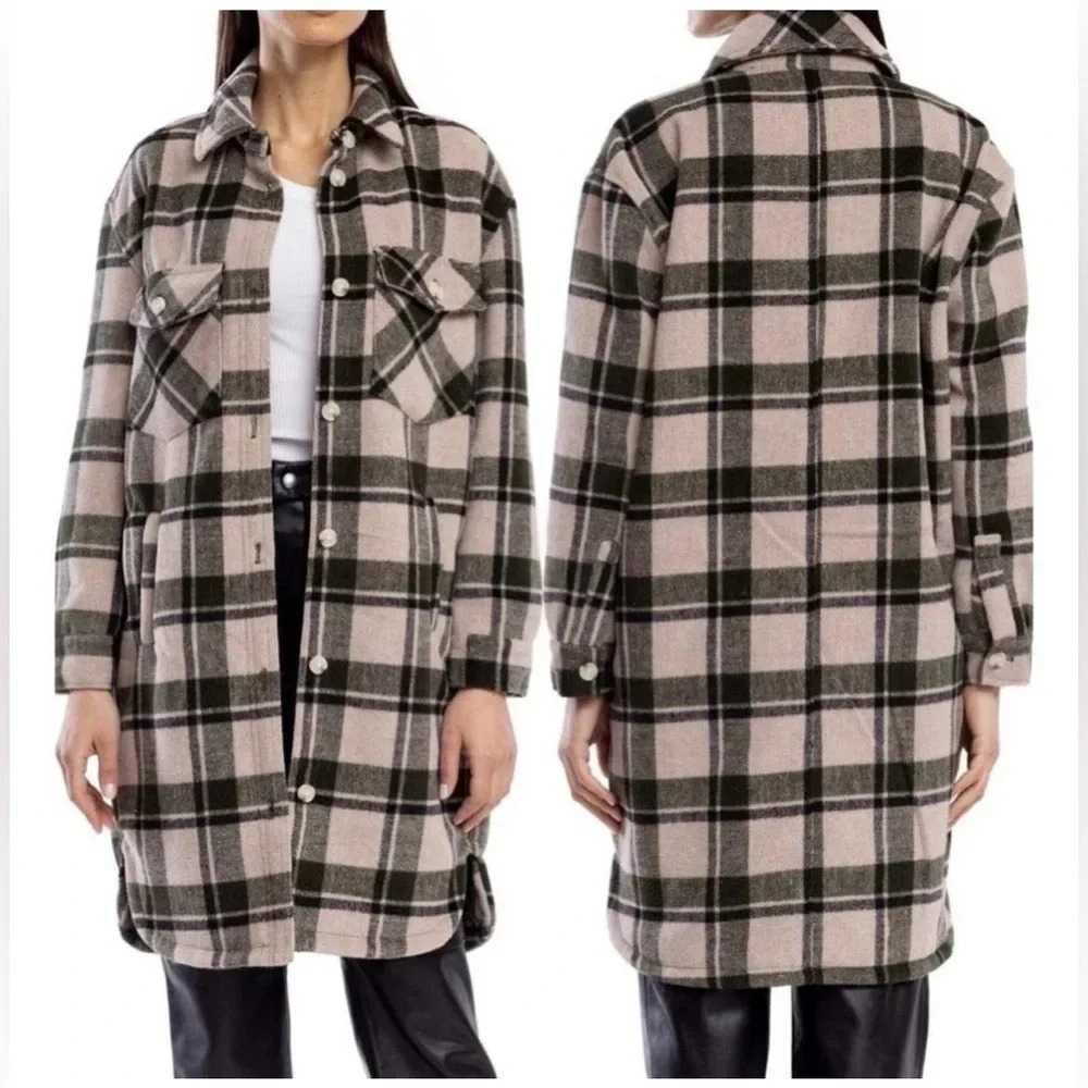 NWT Blank NYC Plaid Long Shacket L